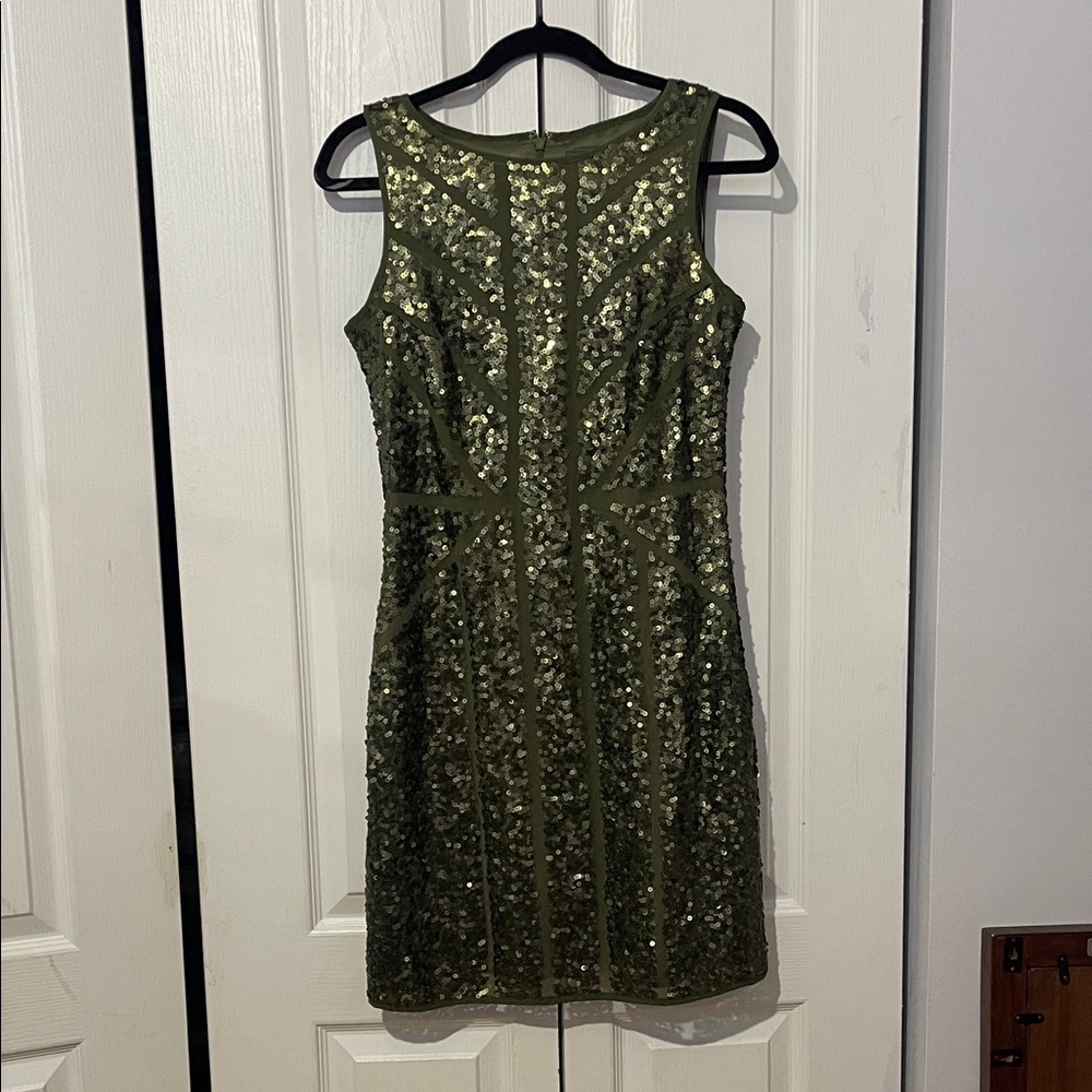 Vince Camuto Olive Sequin Mini Dress